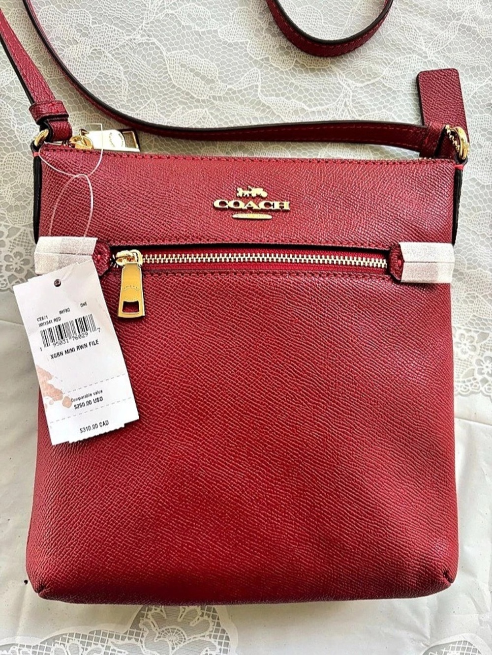 Coach Kacey Crossbody Leather Crossbody in Red NWT